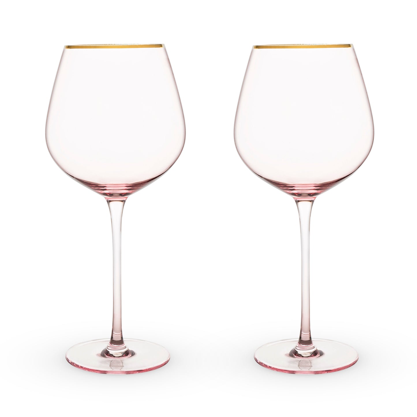 Rose Crystal Wine Glasses And Gold Rim Set