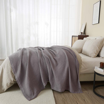 Organic Cotton And Waffle Weave Throw Blanket
