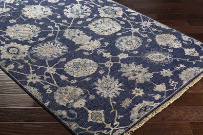Pinetop Premium Rug navy blue field with ivory motifs Boutique Rugs on Tampa Home & Garden Store