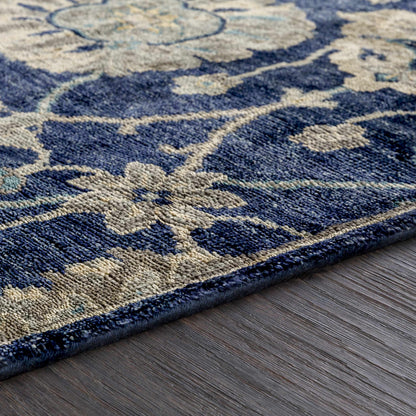Boutique Rugs Pinetop Premium Rug clearance blue beige ornate pattern close-up on Tampa Home & Garden Store