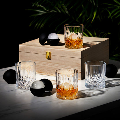 Crystal Whiskey Glasses and Ice Sphere Set