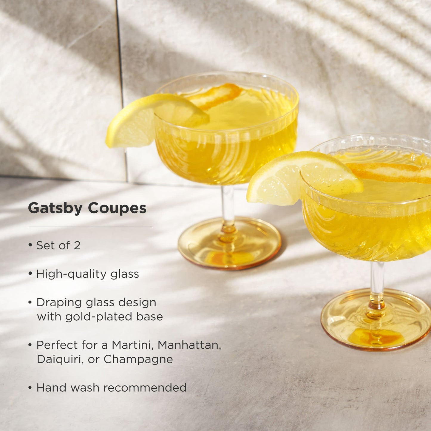 Gatsby Style And Gold Plated Cocktail Glass Set