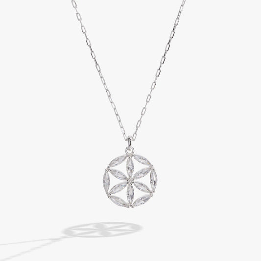 Faith and Family Rosette Pendant Necklace by Alex and Ani, silver-tone crystal rosette on Tampa Home & Garden Store