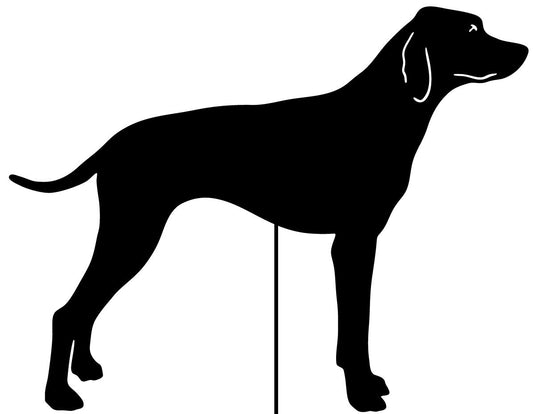 Pointer garden stake silhouette, black dog figure with ground stake by Rustica Ornamentals on Tampa Home & Garden Store