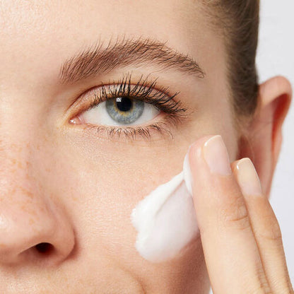 Polaar Revitalizing Night Cream with Boreal Algae applied to a woman's cheek on Tampa Home & Garden Store
