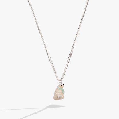 Glittering Enamel Polar Bear Pendant Necklace