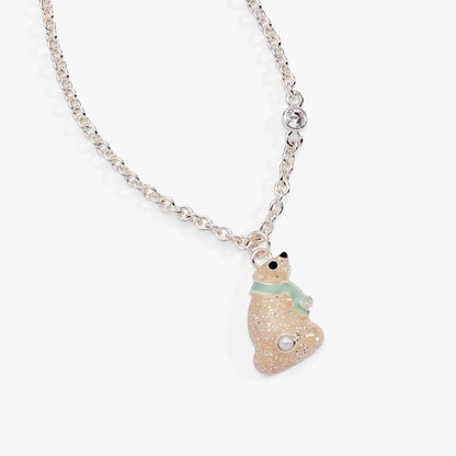 Glittering Enamel Polar Bear Pendant Necklace