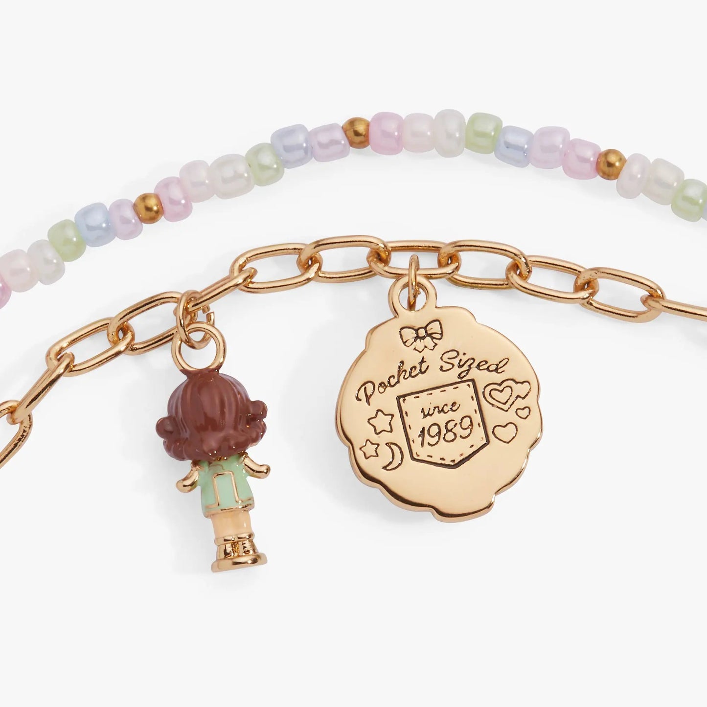 Polly Pocket 2 Row Charm Bracelet With Doll Charm