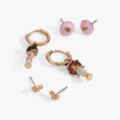 Polly Pocket earrings set of 3 pink enamel studs with gold-tone trim by Alex and Ani on Tampa Home & Garden Store