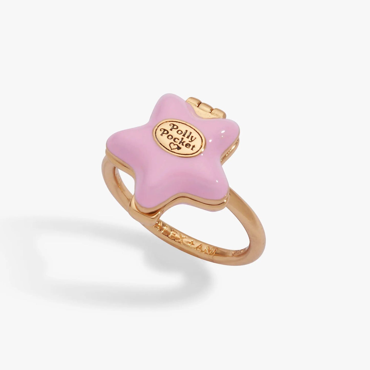 Polly Pocket Locket Ring pink star locket with gold-tone band Alex and Ani on Tampa Home & Garden Store