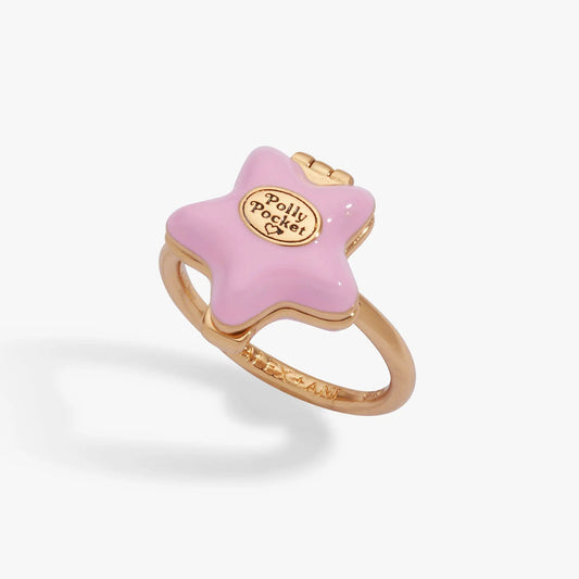 Polly Pocket Locket Ring pink star locket with gold-tone band Alex and Ani on Tampa Home & Garden Store