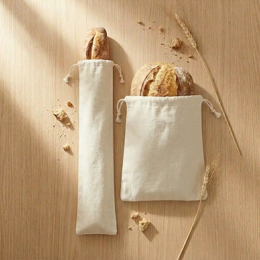 Linen Bread Bags 4 Pack with Drawstring Closure by Organic Cotton Mart linen bread storage on Tampa Home & Garden Store