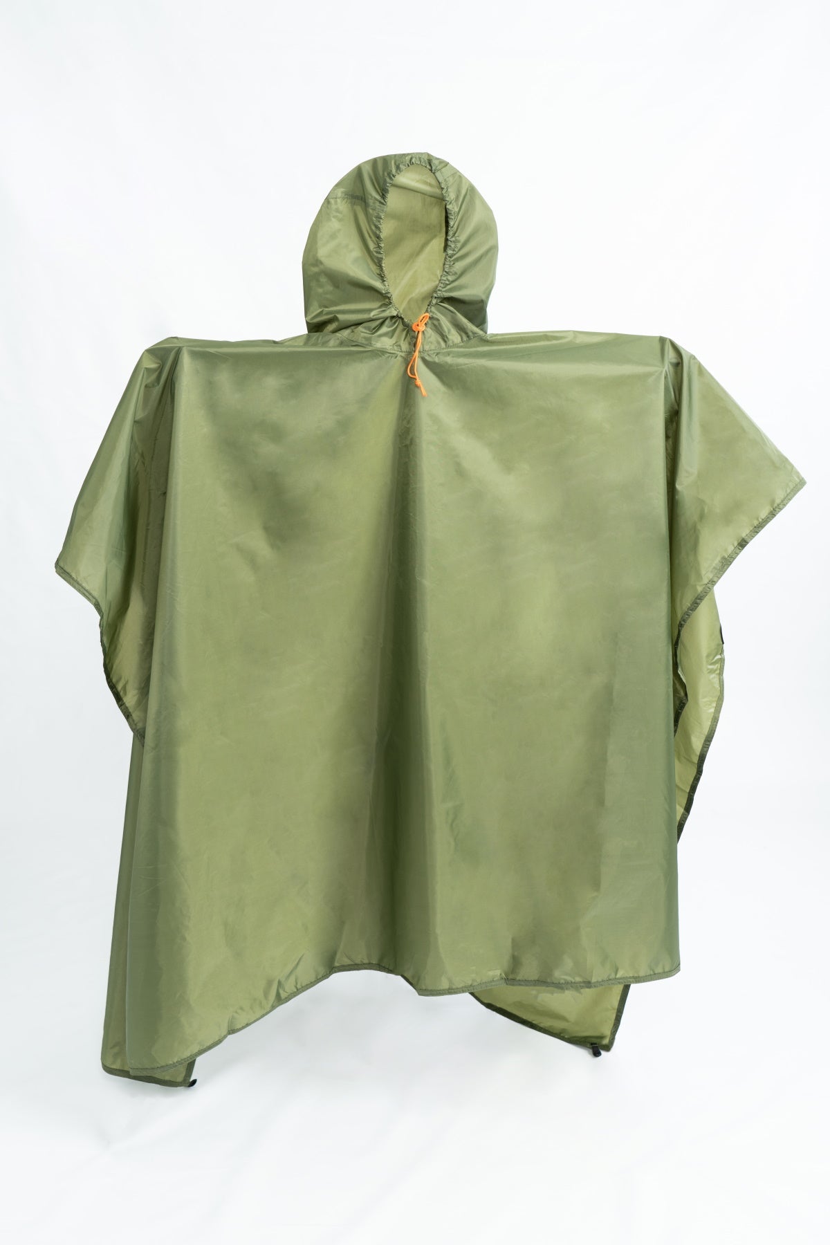 Poncho Rain Fly Tarp olive green poncho liner with hood, orange drawcord River Country Gear on Tampa Home & Garden Store