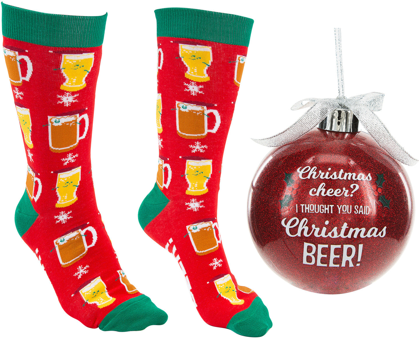 Ornement de 10 cm avec chaussettes de Noël - ambiance de Noël ? Je croyais que vous aviez dit bière de Noël ?