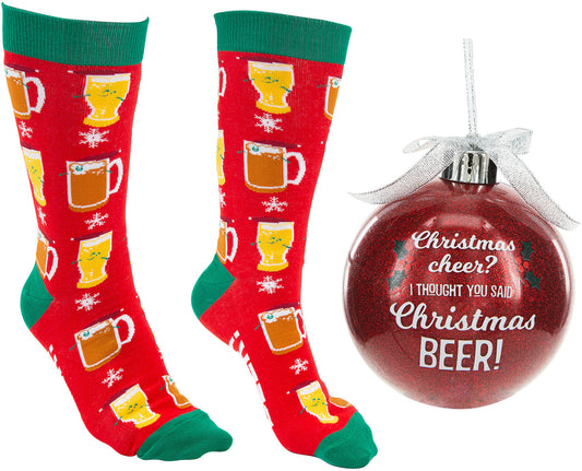 Ornement de 10 cm avec chaussettes de Noël - ambiance de Noël ? Je croyais que vous aviez dit bière de Noël ?