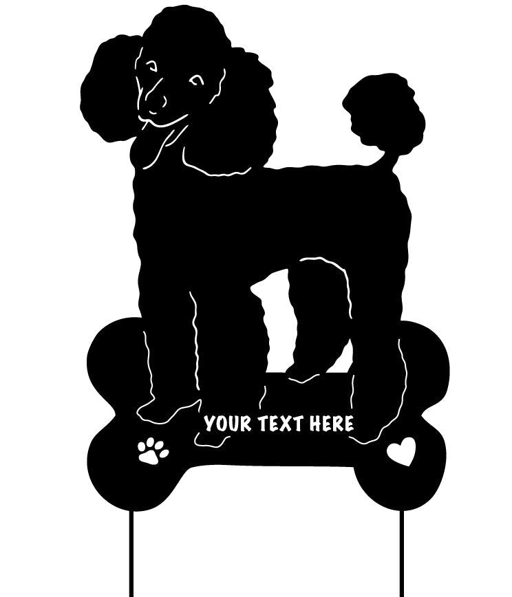 Poodle Stake Wall Hanging black silhouette bone base paw print heart Rustica Ornamentals on Tampa Home & Garden Store
