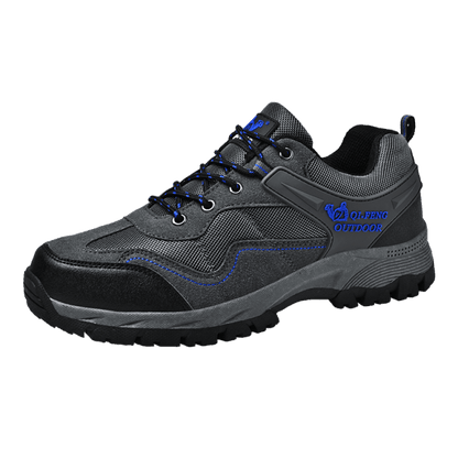 Stevvex hiking shoe, grey/black athletic footwear with blue laces and rugged mesh upper on Tampa Home & Garden Store