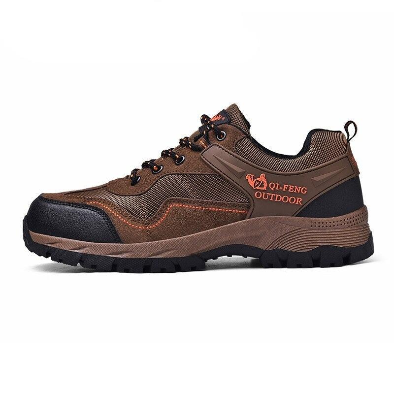 Stevvex outdoor hiking athletic shoes brown leather mesh, rugged sole, low-cut on Tampa Home & Garden Store