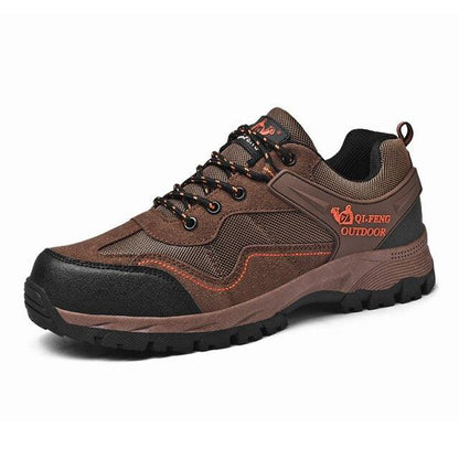 Hiking shoes Stevvex brown leather mesh outdoor footwear with rugged outsole on Tampa Home & Garden Store