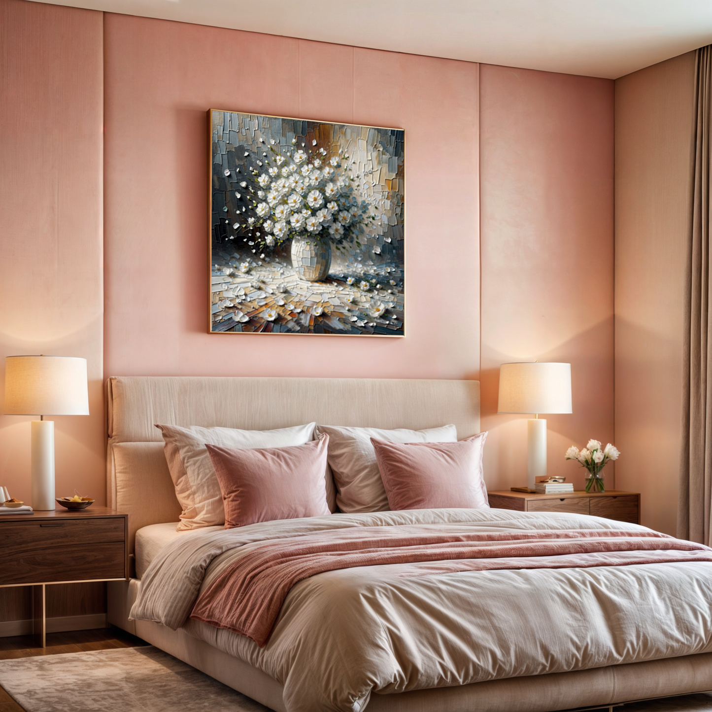 Canvas Print Porcelain Bloom by Tailored Canvases, floral mosaic bouquet in a vase on Tampa Home & Garden Store