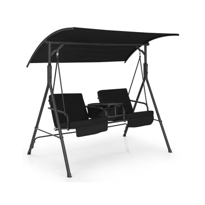Columpio de Porche con Toldo Ajustable - Beige