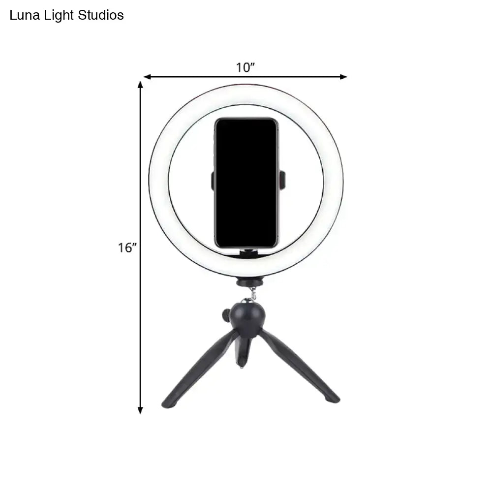 Black metal tripod ring light with phone holder, 10in ring, 16in height, Decorbites on Tampa Home & Garden Store