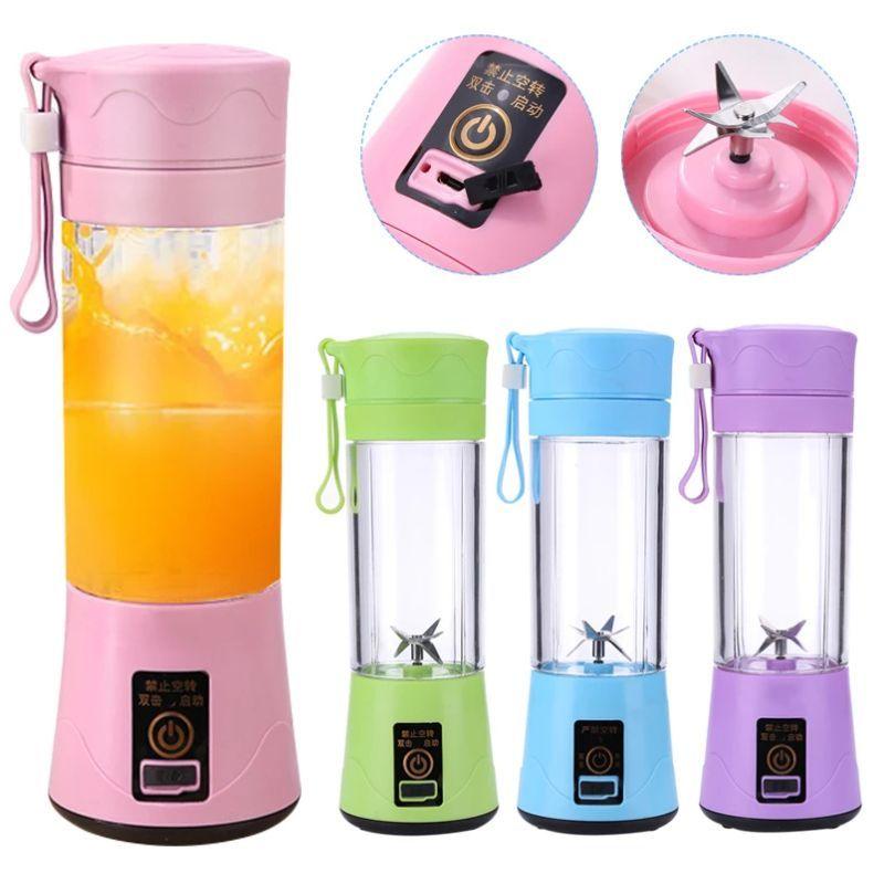 Stevvex portable blender set of 4 cups in pink, green, blue, purple with blades on Tampa Home & Garden Store