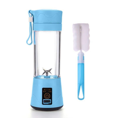 Stevvex portable blue blender mini mixer USB travel juicer bottle with cleaning brush on Tampa Home & Garden Store