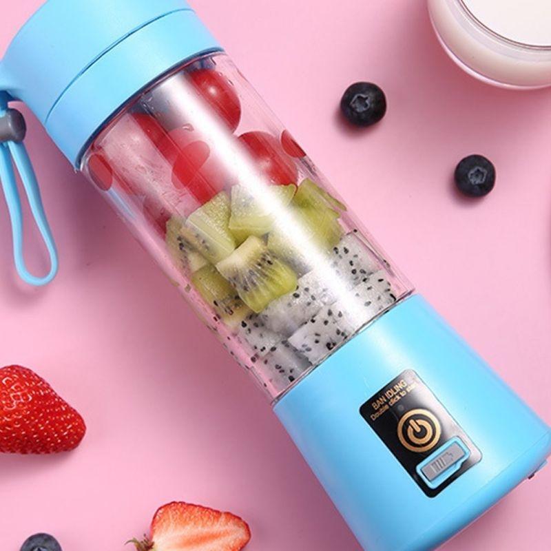 Stevvex blue portable blender with clear cup filled with kiwi and dragon fruit and berries on Tampa Home & Garden Store