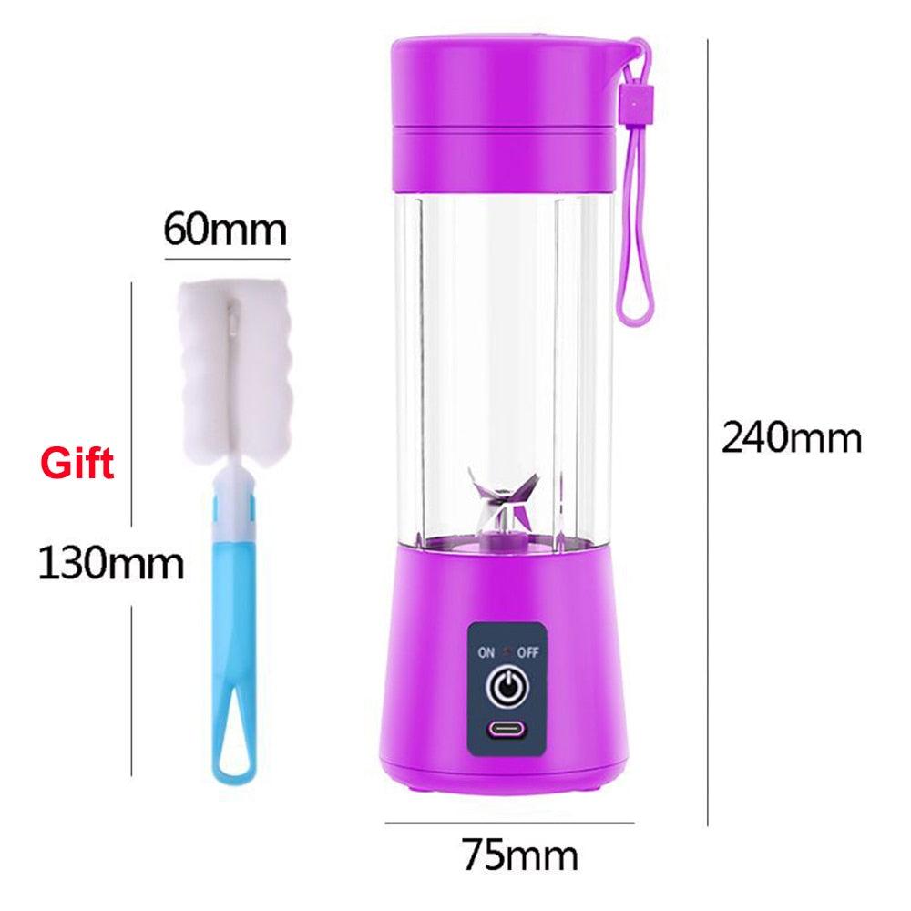 Stevvex portable blender with purple base and clear bottle; includes blue cleaning brush on Tampa Home & Garden Store