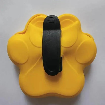Portable dog training treat pouch, yellow paw-shaped with a strong black clip, Stevvex on Tampa Home & Garden Store