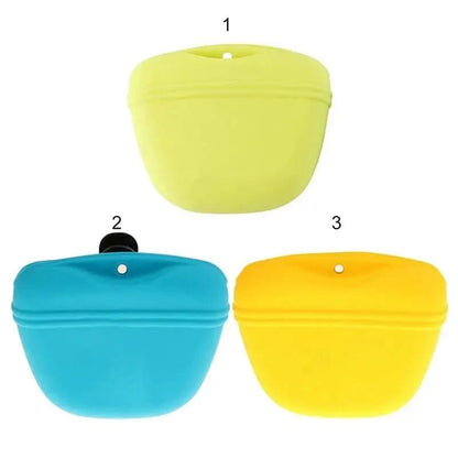 Stevvex dog treat pouch set of three in lime green blue yellow with clips silicone bags for pets on Tampa Home & Garden Store