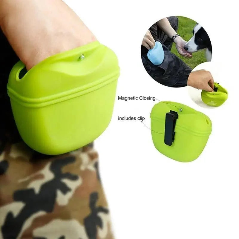 Stevvex lime green dog training treat pouch with magnetic closing and clip waist bag on Tampa Home & Garden Store