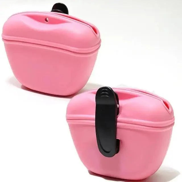 Portable dog training treat pouch pink with a large black clip set of 2 waist bags for pets on Tampa Home & Garden Store