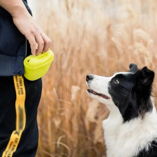 Portable dog training treat pouch by Stevvex with clip neon yellow waist bag for pets on Tampa Home & Garden Store