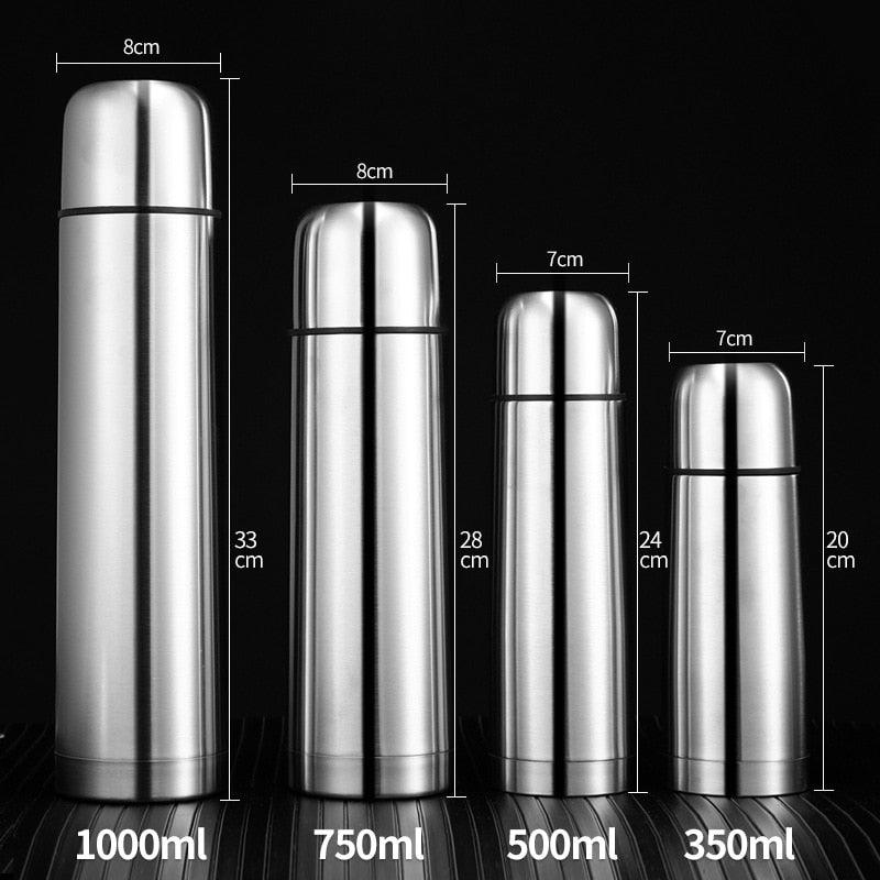 Stevvex four-piece steel thermos set 1000ml 750ml 500ml 350ml insulated bottles on Tampa Home & Garden Store