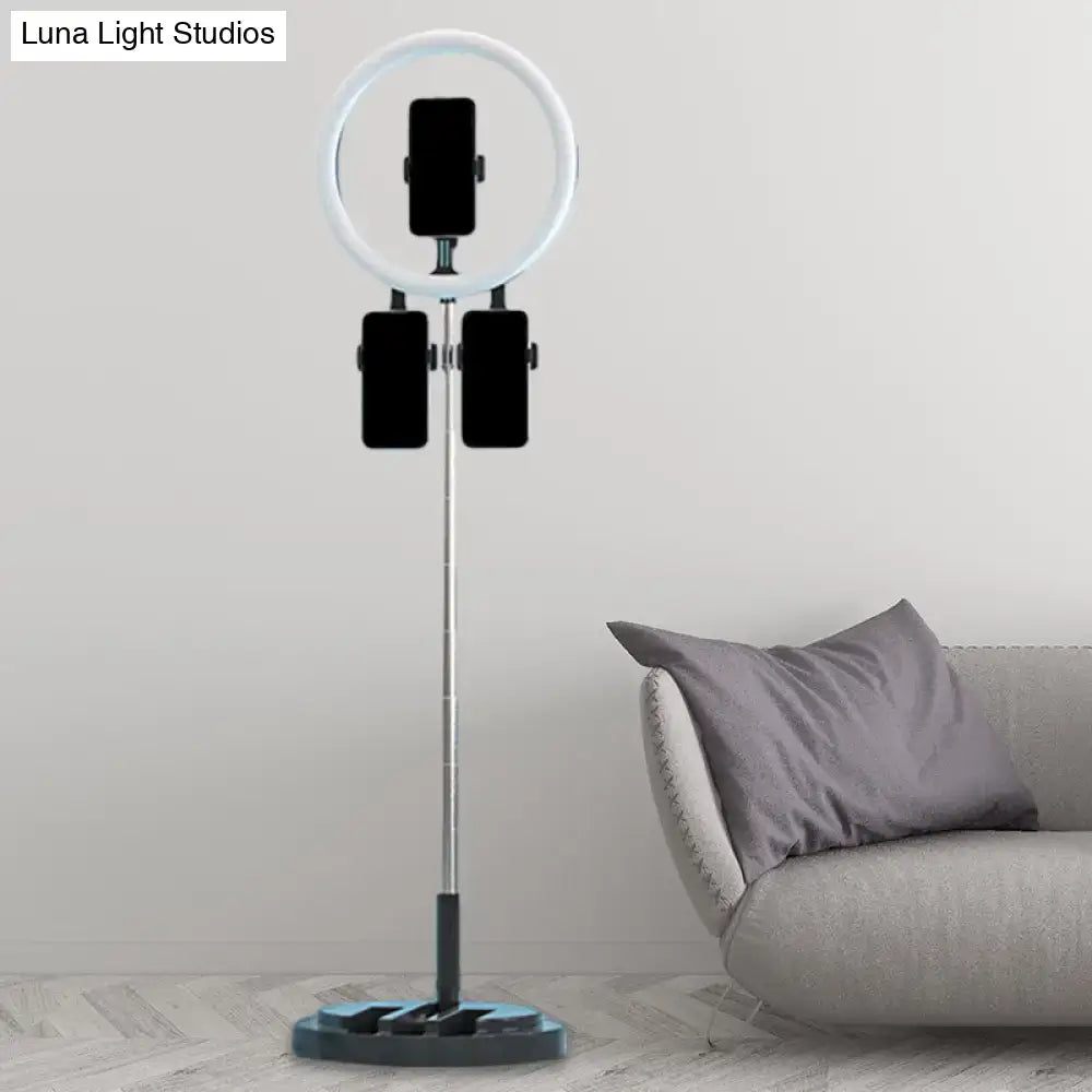 Pink metal ring light on adjustable stand with three smartphones mounted Decorbites Home & Garden on Tampa Home & Garden Store