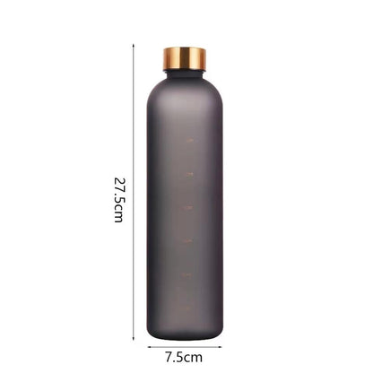 Stevvex water bottle with copper cap, frosted gray BPA-free plastic, time-marker sport bottle on Tampa Home & Garden Store