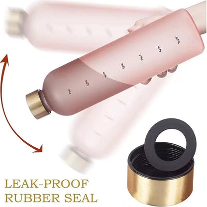 Stevvex pink BPA-free water bottle with time marker and leak-proof rubber seal on Tampa Home & Garden Store