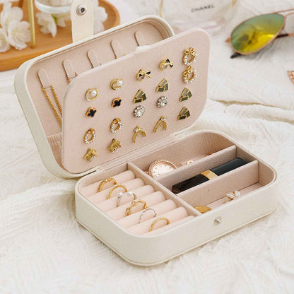 Shaketea portable travel jewelry box small PU leather blush pink organizer with jewelry tray on Tampa Home and Garden Store
