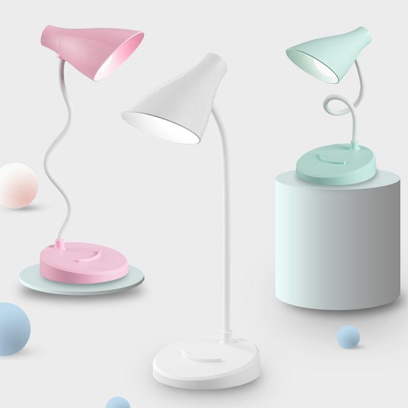 Stevvex USB rechargeable LED folding desk lamp 3-pack pastel pink white mint with touch dimming on Tampa Home & Garden Store