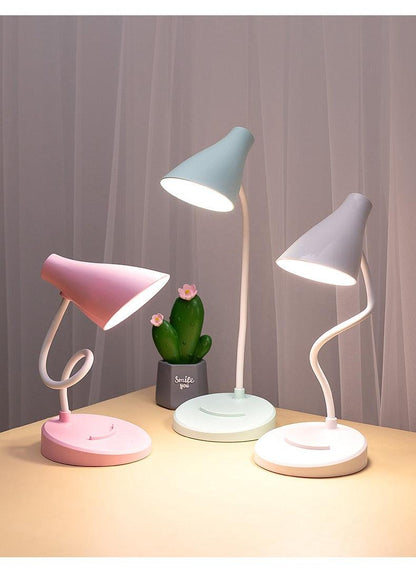 Stevvex USB rechargeable LED folding desk lamp set of 3 in pink mint white with touch dimming on Tampa Home & Garden Store