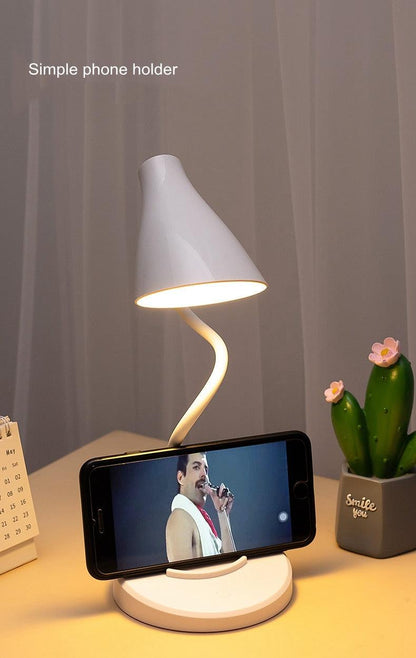 Stevvex portable USB rechargeable LED folding desk lamp with phone holder, white finish on Tampa Home & Garden Store