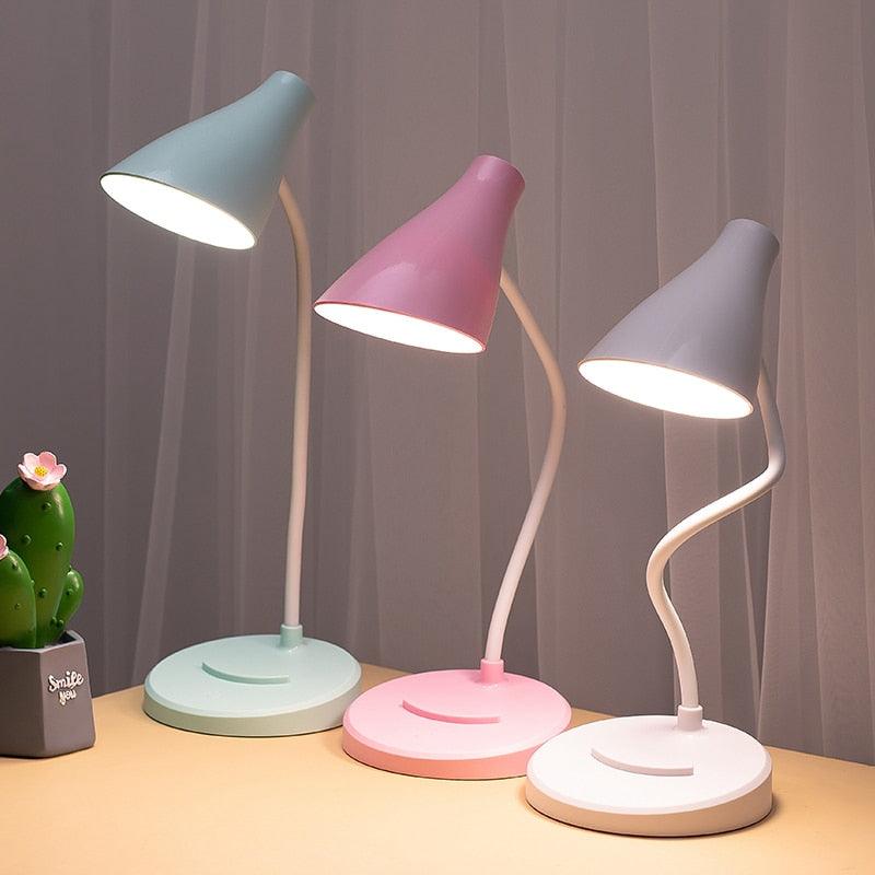 Portable USB rechargeable LED folding desk lamps set of 3 with shades mint pink white on Tampa Home & Garden Store