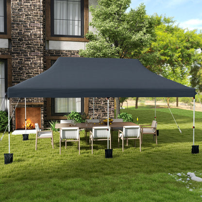 Carpa Toldo Plegable Portátil de 10 x 20 PIES con Bolso de Transporte - Negra