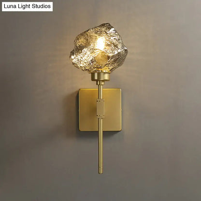 Brass amber glass compact sconce with square wall plate Decorbites on Tampa Home & Garden Store