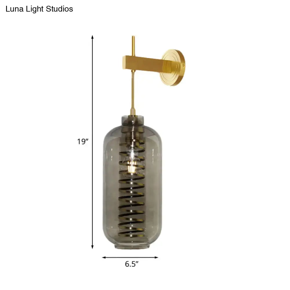 Brass gray glass sconce wall light with smoky shade and brass mount Decorbites on Tampa Home & Garden Store