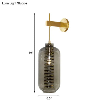 Brass gray glass sconce wall light with smoky shade and brass mount Decorbites on Tampa Home & Garden Store