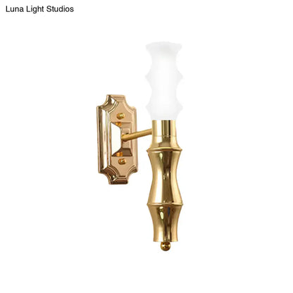 Decorbites Brass Bamboo Wall Sconce with frosted glass shade, gold finish on Tampa Home & Garden Store