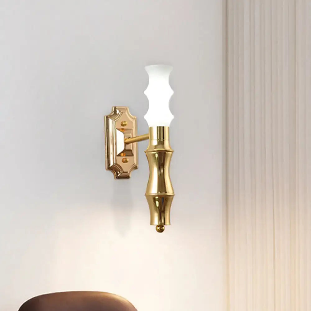 Brass Bamboo Wall Sconce by Decorbites with frosted glass shade on Tampa Home & Garden Store